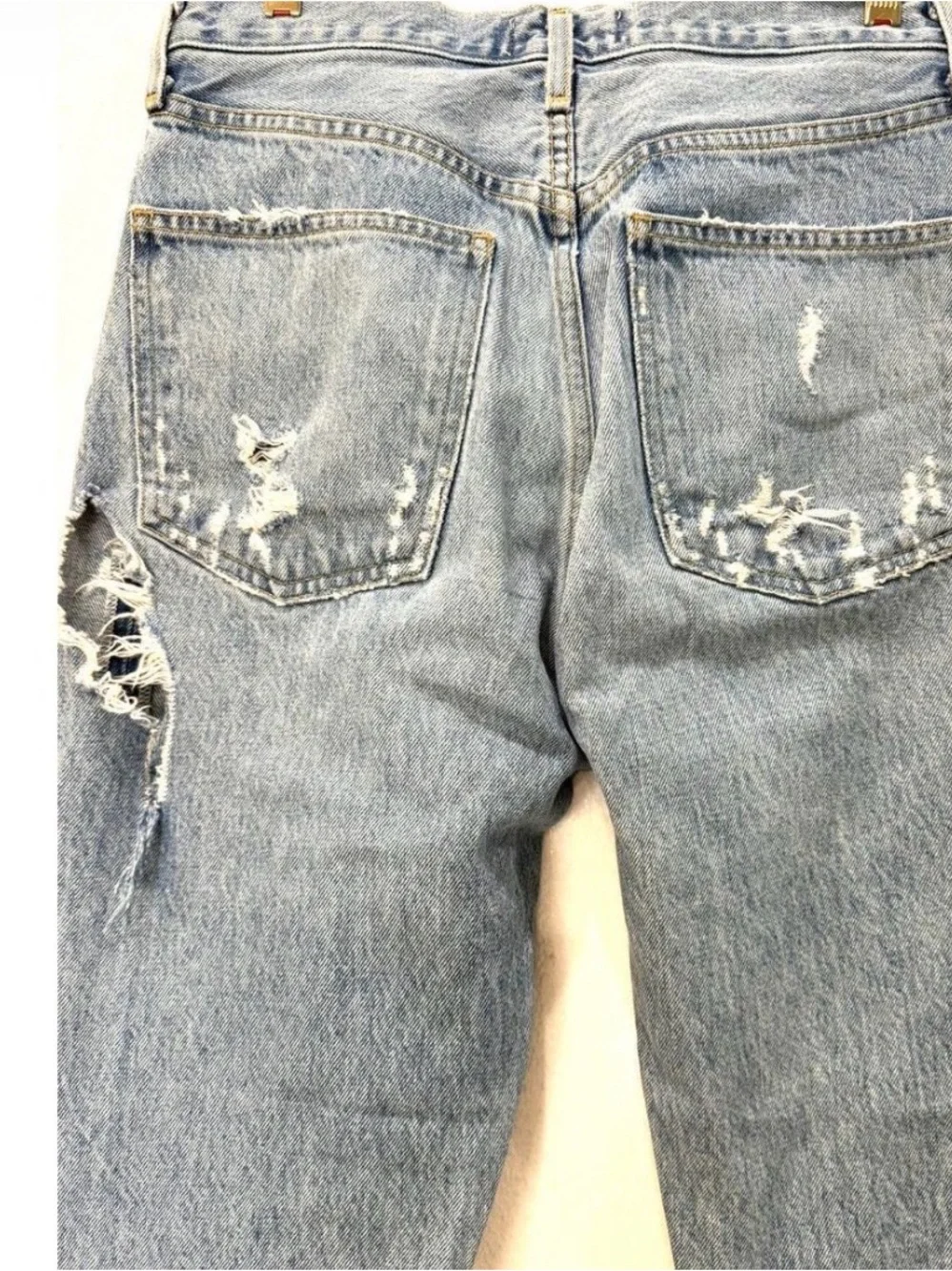 Agolde Women's Blue Distressed Ankle Cropped Jeans
